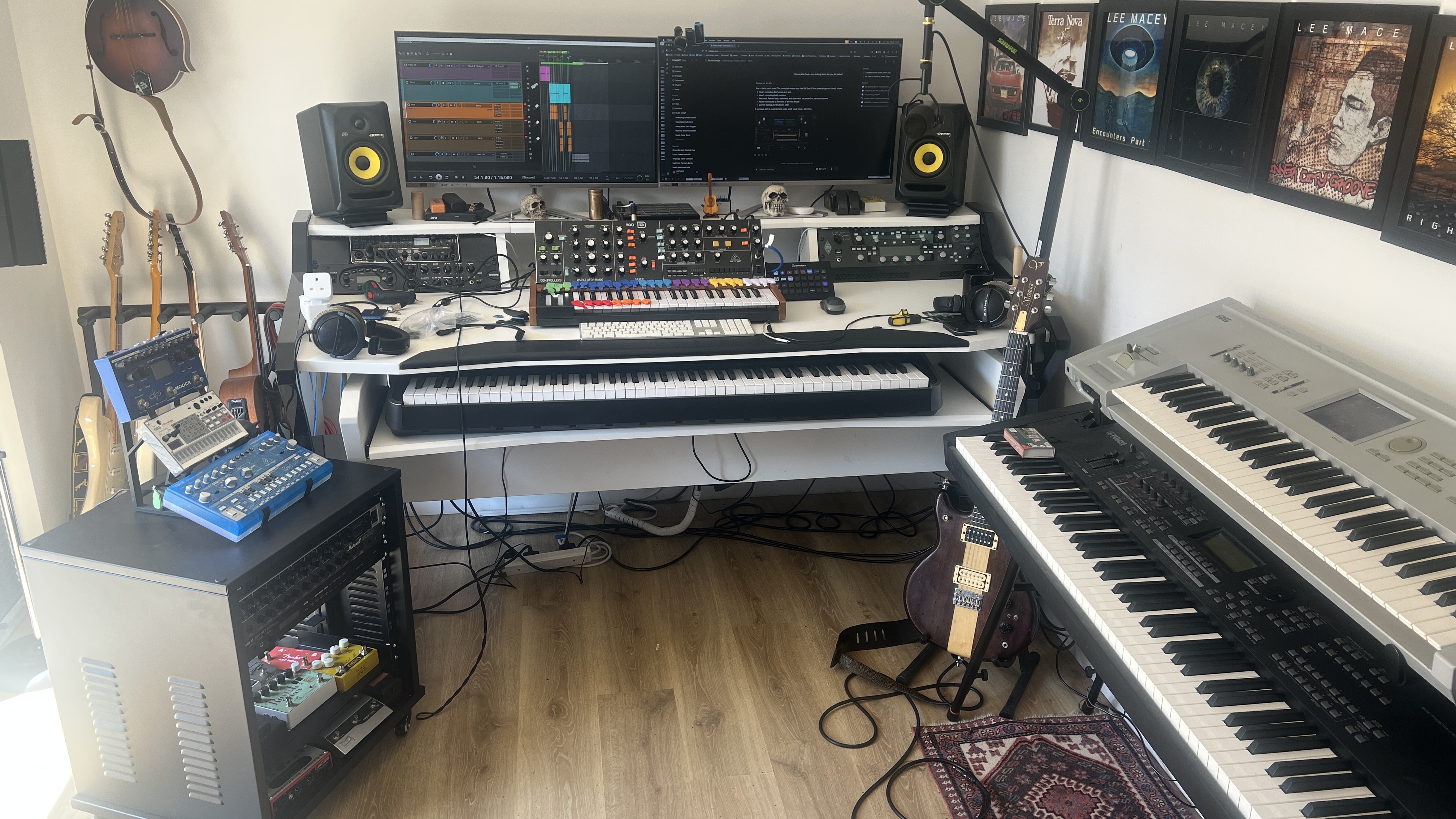 Lee Macey studio overview with labelled hardware